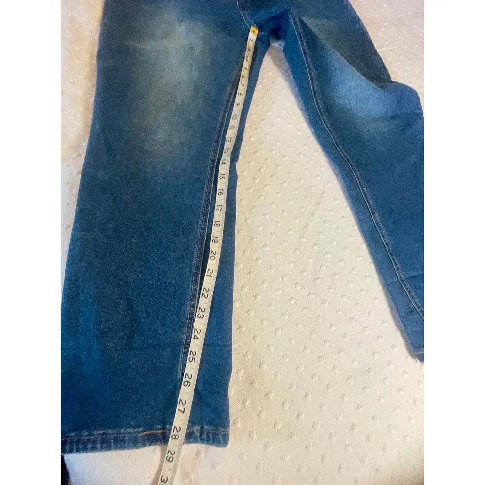 Frye Women's High Rise Cuffed Crop Jeans Size 12/31 Blue Stretch Straight Leg